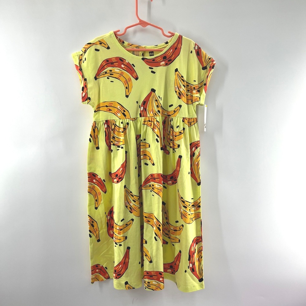 Tea Collection Dress Girl 10 Fruit Print Yellow Samba Banana Cotton Resort Vacay